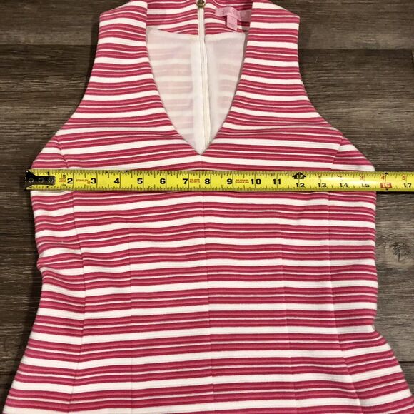 Lilly Pulitzer Dress Small Pink White Stripe Sleeveless Lined V Neck Back Zip - Picture 7 of 12